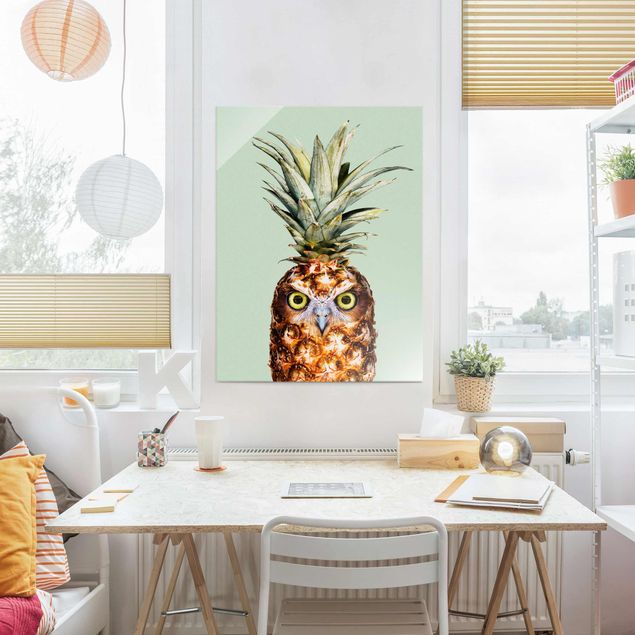 Lavagna magnetica vetro Ananas con gufo