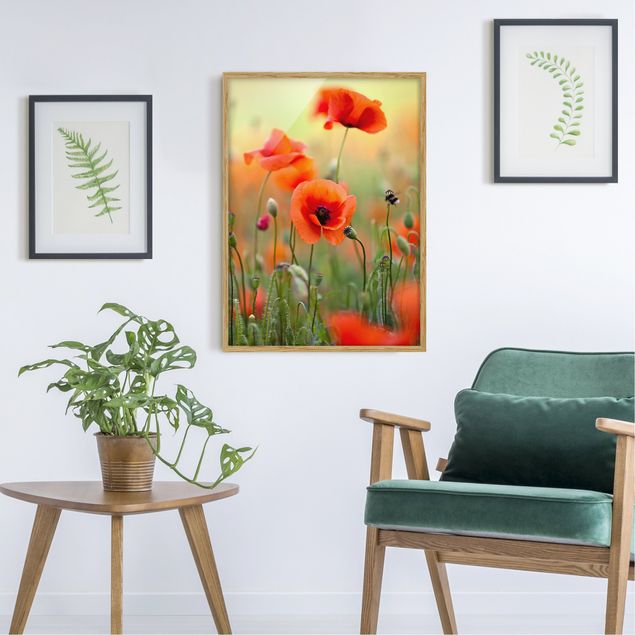 Poster con cornice - Red Summer Poppy - Verticale 4:3