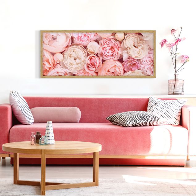 Poster con cornice - Rose Rose Coral Shabby - Panorama formato orizzontale