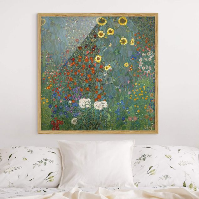 Poster con cornice - Gustav Klimt - Giardino Girasoli