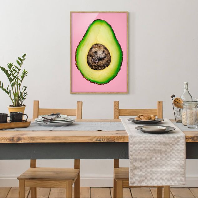 Poster con cornice - Avocado Con Hedgehog - Verticale 4:3