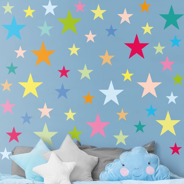 Adesivo murale - 92 stelle colorate