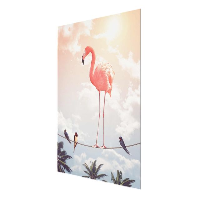 Quadro in vetro - Cielo Con Flamingo - Verticale 4:3