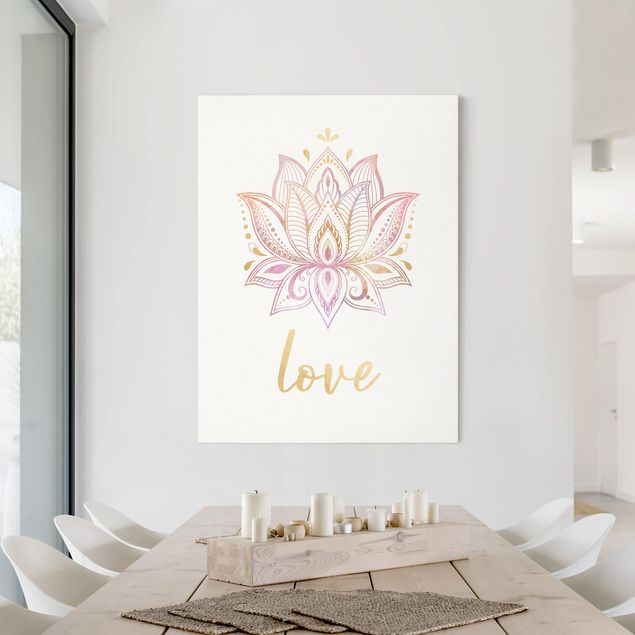 Scritte su tela Illustrazione di loto - Amore Oro Rosa Chiaro