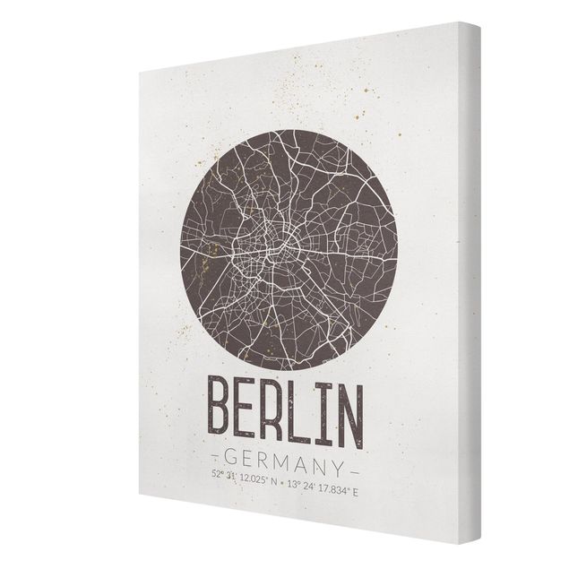 Stampa su tela - Berlin City Map - Retro - Verticale 3:4