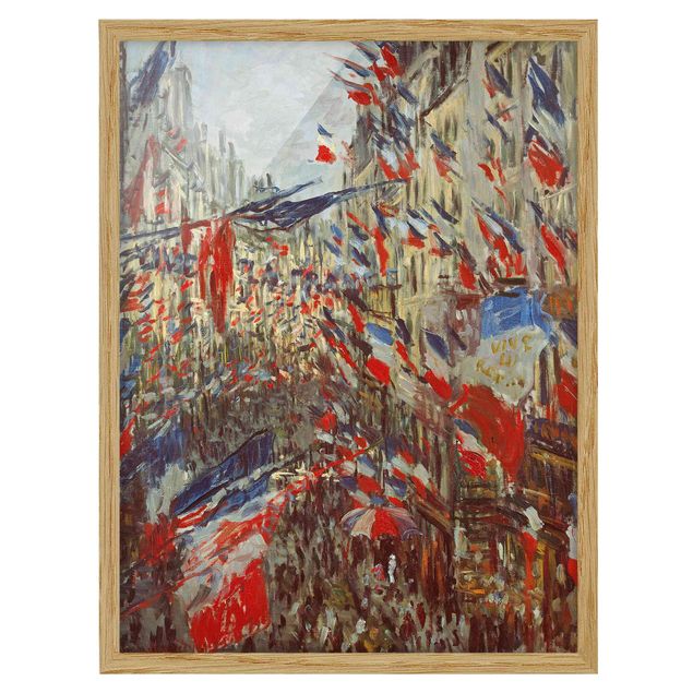 Poster con cornice - Claude Monet - The Rue Montorgueil With Flags - Verticale 4:3