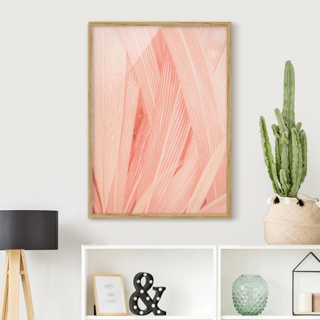 Poster con cornice - Palm Leaves Pink - Verticale 4:3