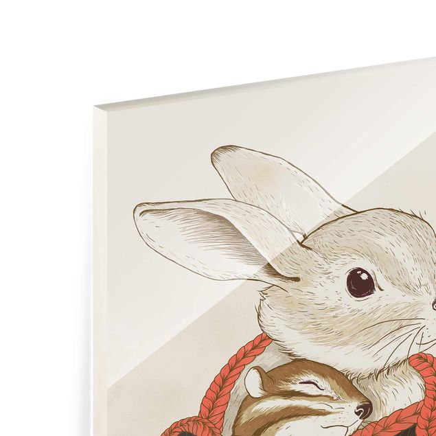 Quadro in vetro - Illustrazione Cuddly Santander Coniglio In Cappello - Verticale 4:3