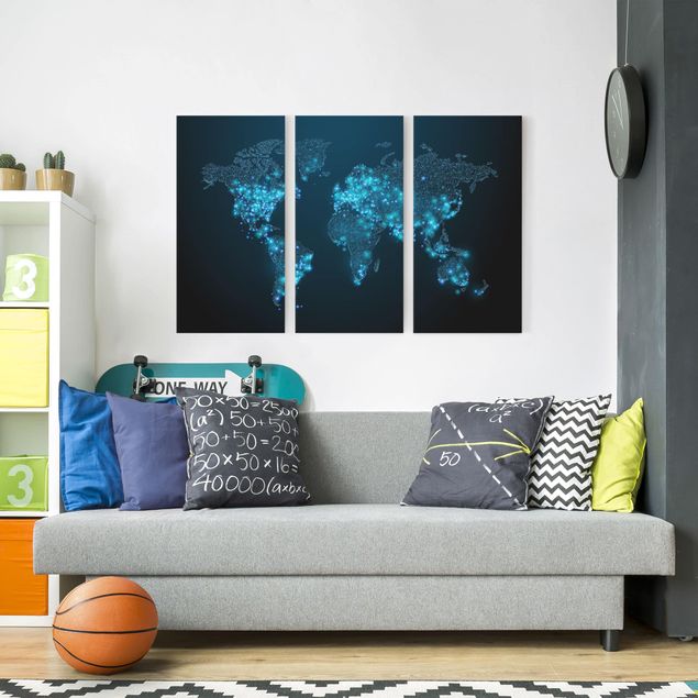 Quadri su tela Mondo connesso - Mappa del mondo