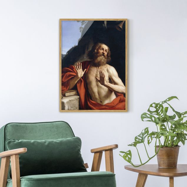Poster con cornice - Guercino - Saint Jerome In The Wilderness - Verticale 4:3