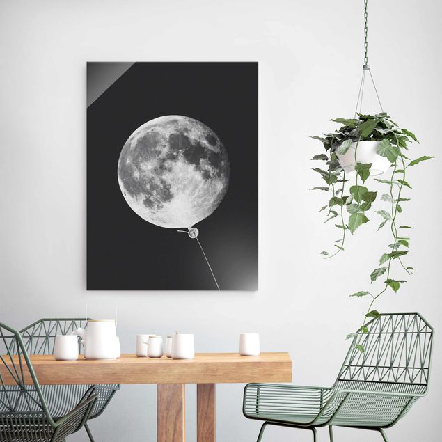 Lavagna magnetica in vetro Palloncino con luna