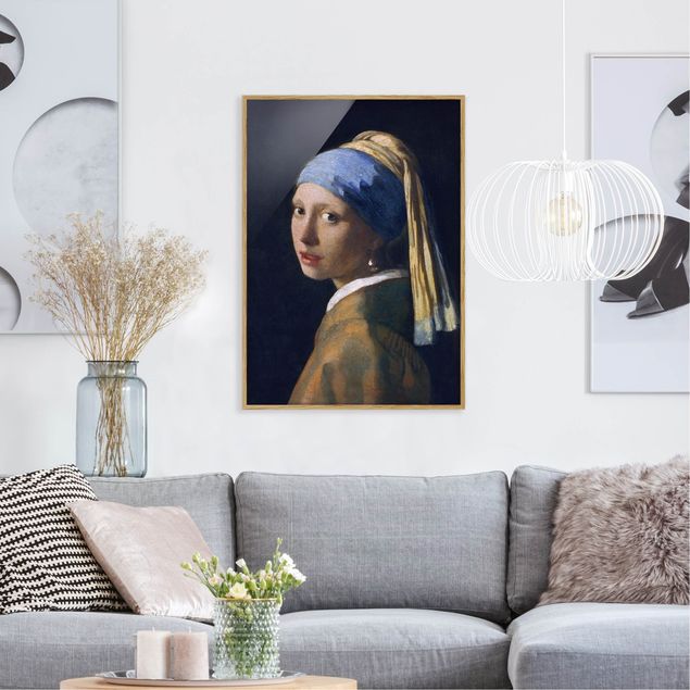Poster con cornice - Jan Vermeer van Delft - Ragazza con l'orecchino di perla - Verticale 4:3