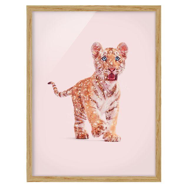 Poster con cornice - Tiger con glitter - Verticale 4:3