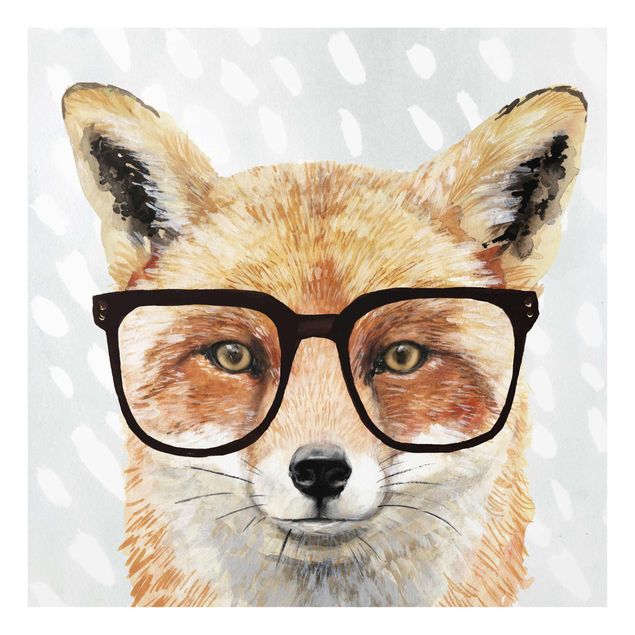 Quadro in vetro - Animals With Glasses - Fox - Quadrato 1:1
