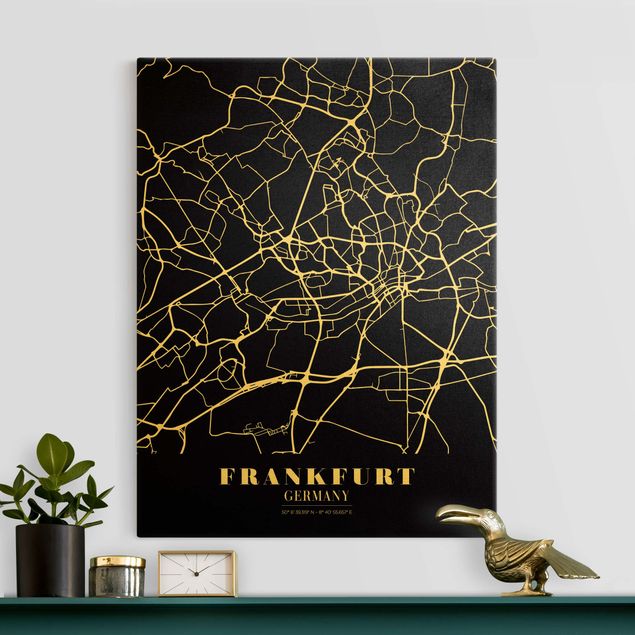  Tele oro Mappa della città di Francoforte - Nero classico