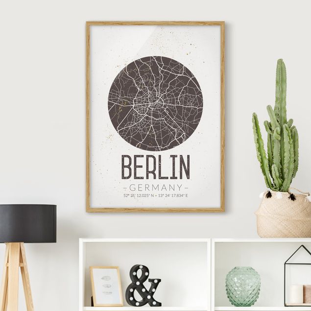 Poster con cornice - Berlin City Map - Retro - Verticale 4:3