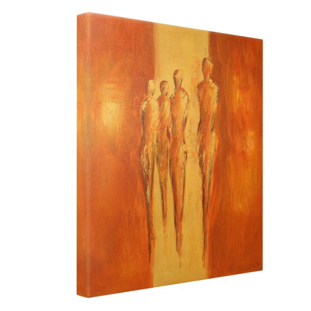 Abstrakte Malerei Quattro figure in arancione 02