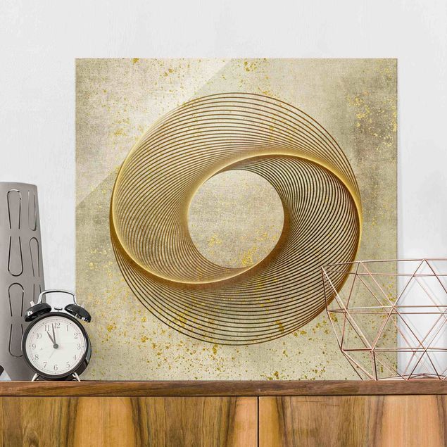 Lavagna magnetica vetro Line Art Spirale circolare Oro