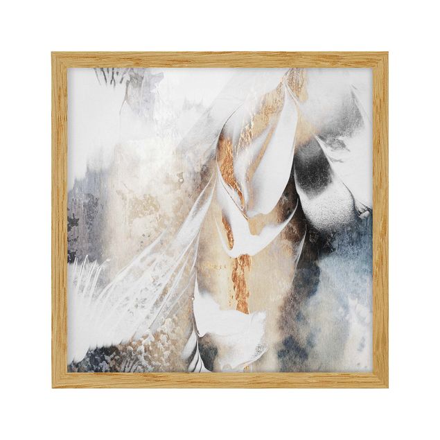 Poster con cornice - Oro pittura astratta inverno - Quadrato 1:1