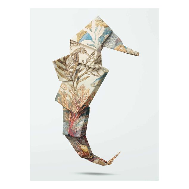 Quadro in vetro - origami Seahorse - Verticale 4:3