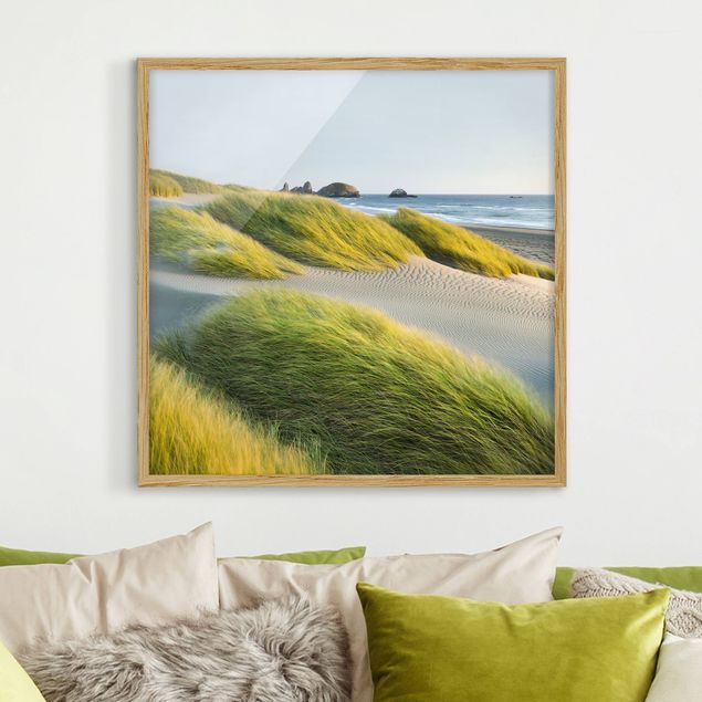 Poster con cornice - Dunes And Grasses At The Sea - Quadrato 1:1