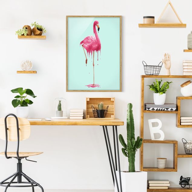Poster con cornice - Melting Flamingo - Verticale 4:3