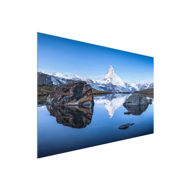 Quadro in vetro - Lago Stellisee di fronte al Monte Cervino