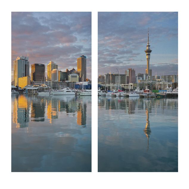 Stampa su tela 2 parti - Auckland skyline sunset - Verticale 2:1