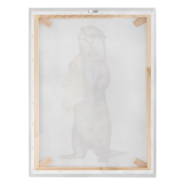Quadri su tela - Illustrazione Lontra con il bianco tovagliolo Pittura