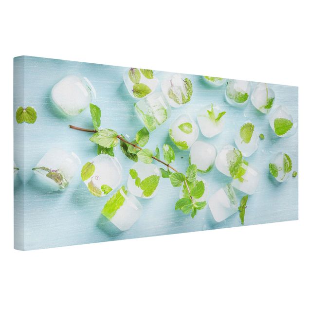 Stampa su tela - Ice cubes with mint leaves - Orizzontale 2:1