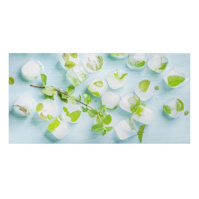 Stampa su tela - Ice cubes with mint leaves - Orizzontale 2:1