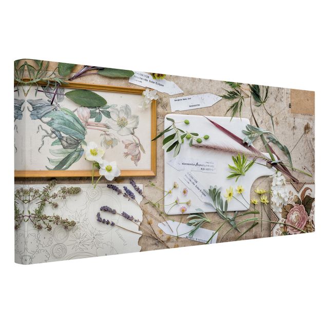 Stampa su tela - Flowers and garden herbs Vintage - Orizzontale 2:1