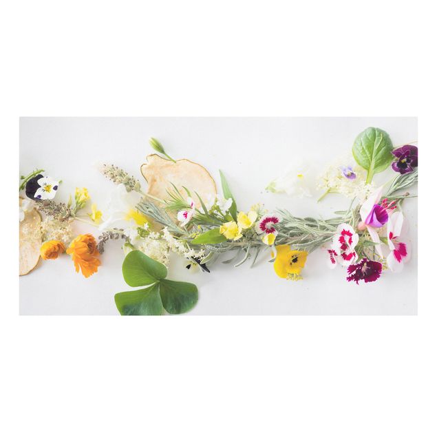 Stampa su tela - Fresh herbs with edible flowers - Orizzontale 2:1