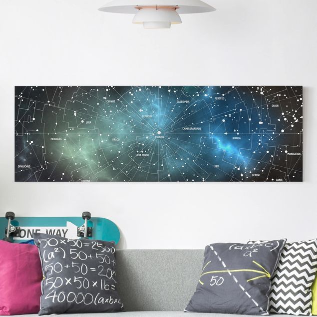 Mappamondo su tela Mappa delle costellazioni stellari Nebulosa galattica