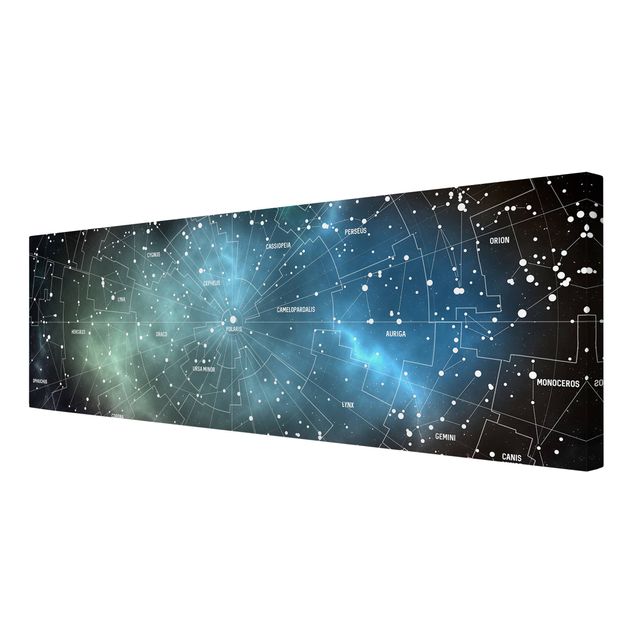Stampa su tela - Constellations map Galaxy fog - Panoramico