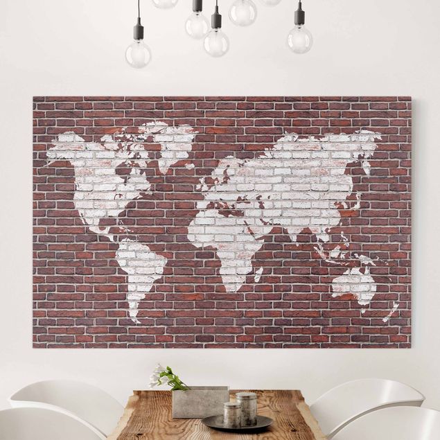 Tela mappamondo Mappa del mondo in mattoni