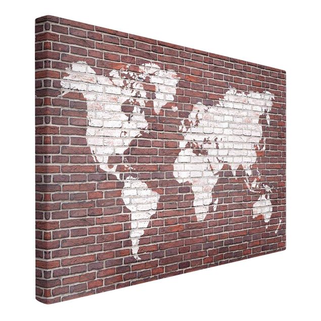 Stampa su tela - Brick world map - Orizzontale 3:2