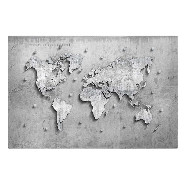 Stampa su tela - Concrete World Map - Orizzontale 3:2