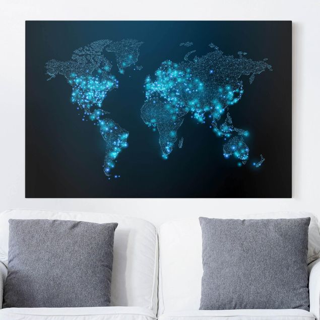 Quadri moderni per soggiorno Mondo connesso - Mappa del mondo