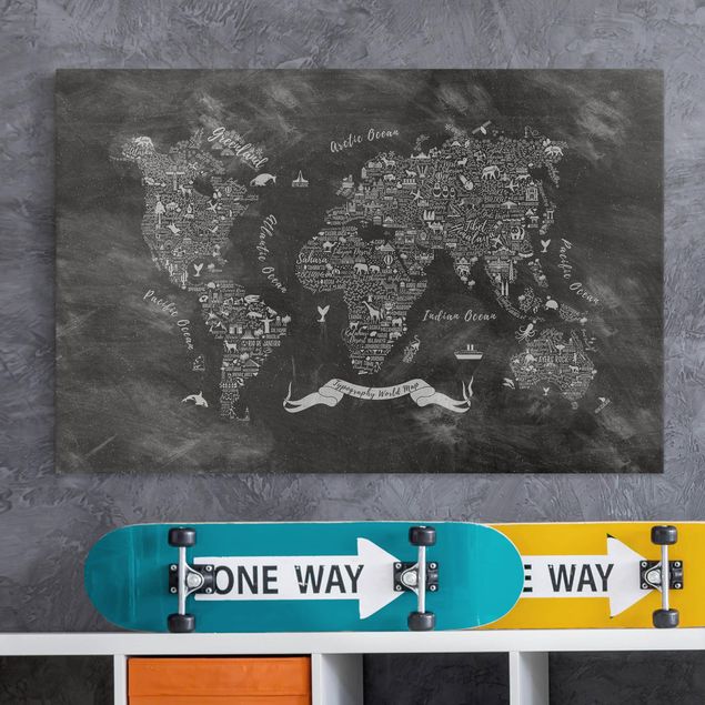 Tele mappamondo Mappa del mondo in gesso tipografico