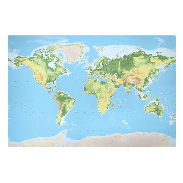 Stampa su tela - Physical World Map - Orizzontale 3:2