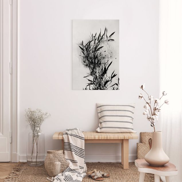 Quadro su tela fiori Mondo vegetale grafico - Bambù nero
