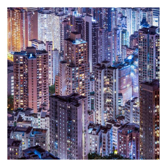Stampe su tela Il mare di luci di Hong Kong