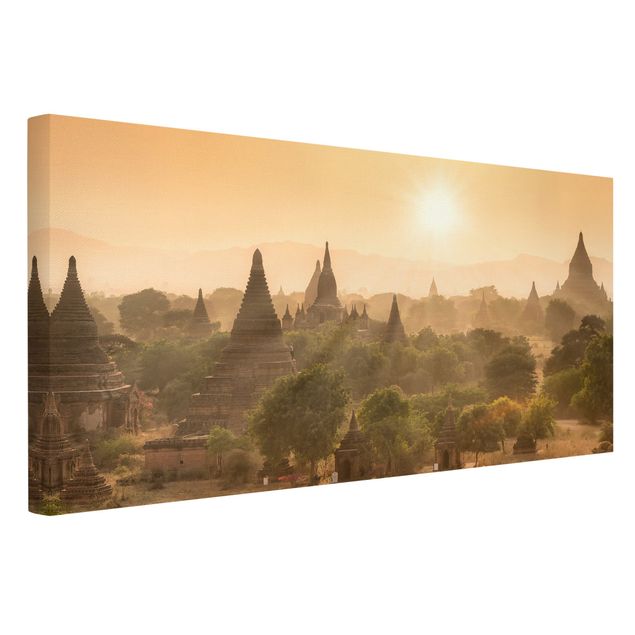 Riproduzioni su tela Il sole che tramonta su Bagan