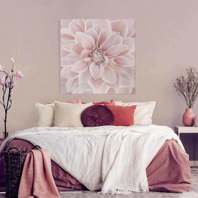 Quadri moderni per soggiorno Dalia in rosa cipria