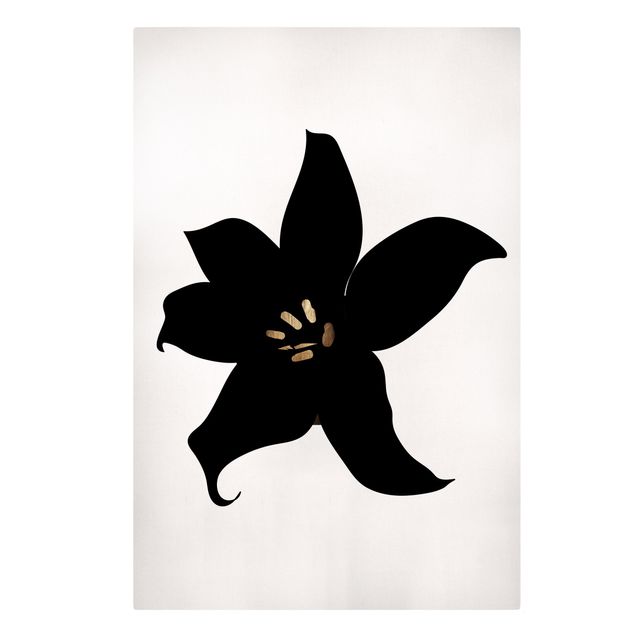 Stampa su tela Mondo vegetale grafico - Orchidea nera e oro