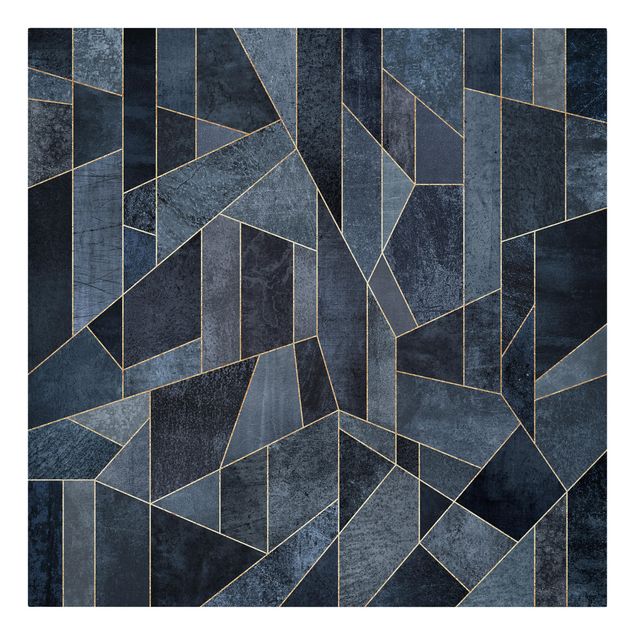Riproduzioni su tela Geometria blu acquerello