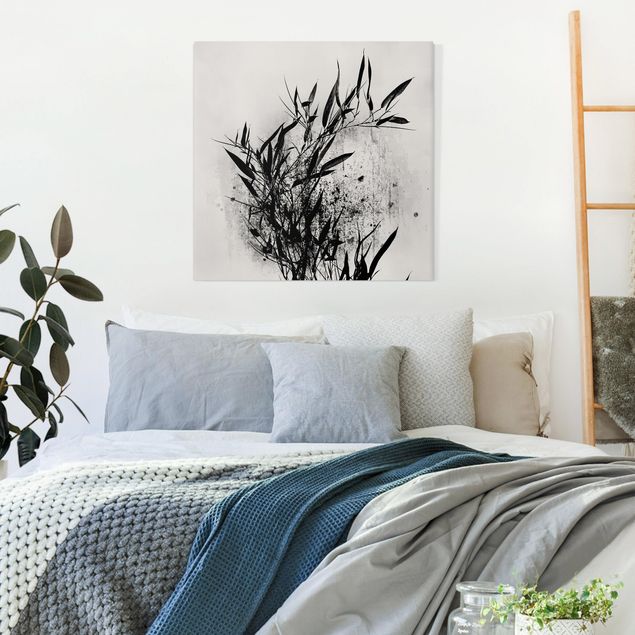 Stampe su tela fiori Mondo vegetale grafico - Bambù nero