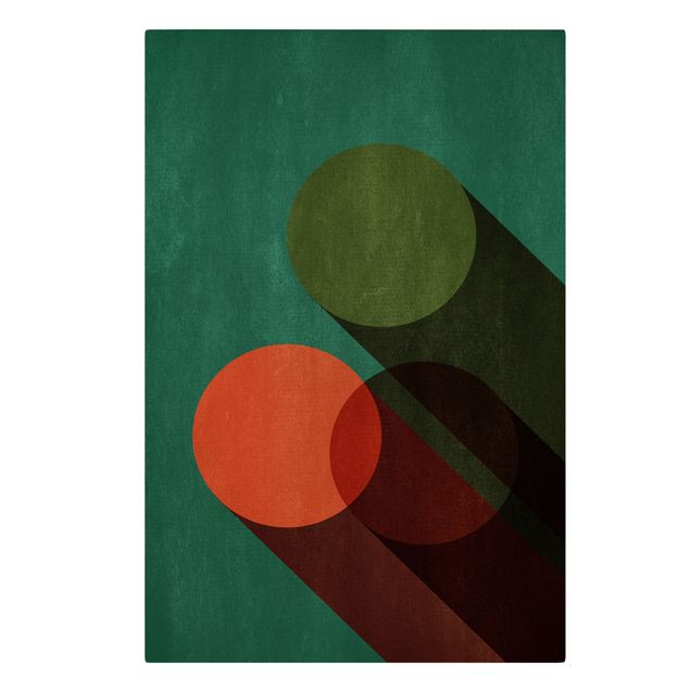 Stampe su tela Forme astratte - Cerchi in verde e rosso
