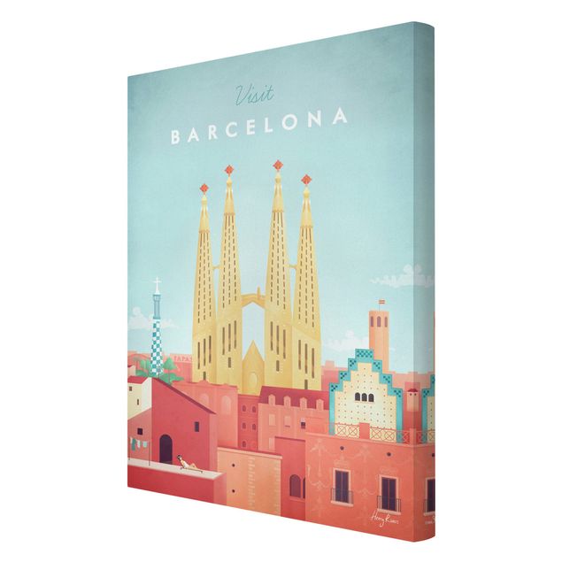 Stampa su tela - Poster viaggio - Barcellona - Verticale 3:2